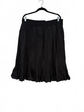 Black Cotton Smocked Waist Skirt XXL